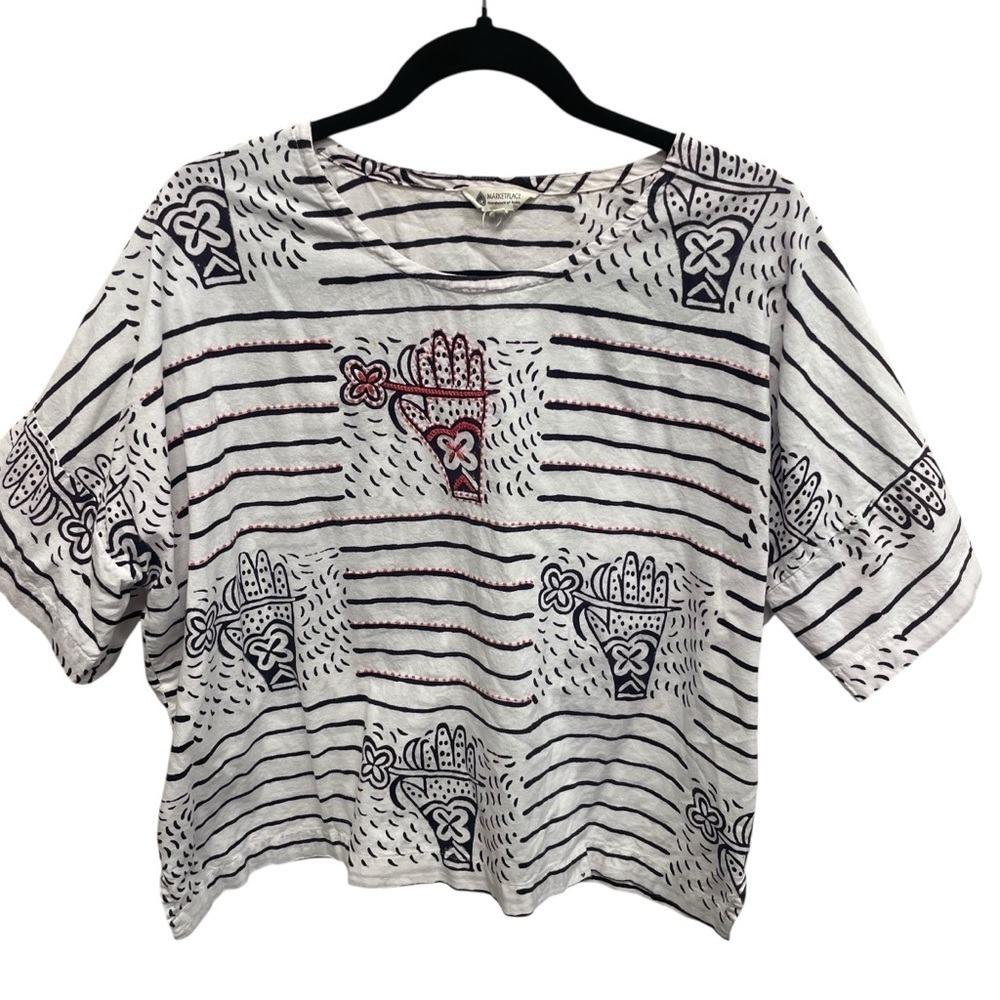 Marketplace handwork of India square boxy shirt embroidered boho women’s Sm-Med